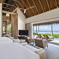 Beach Villa mit Pool Twin Schlafzimmer - Waldorf Astoria Maldives Ithaafushi